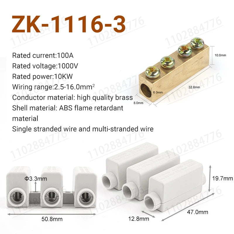 3PCS High Power Splitter Quick Wire Connector Terminal Block Electrical Cable Junction Box ZK-306 ZK-506 ZK-316 ZK516 Connectors