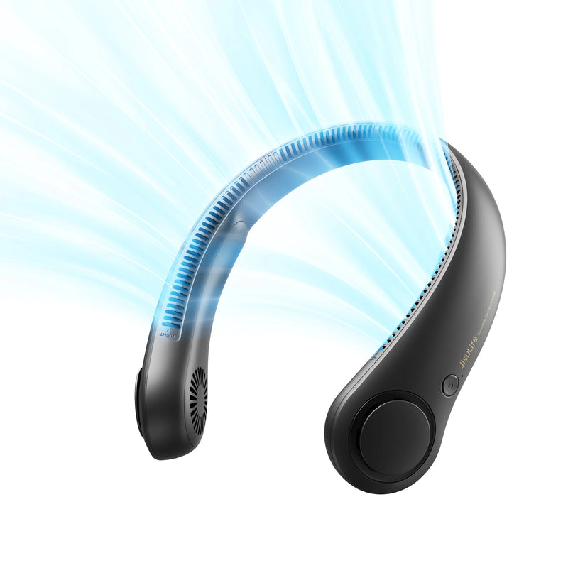 JISULIFE Portable Neck Fan,Hands-Free Bladeless, 5 Speeds,4000 mAh Rechargeable Battery,Twistable Operated Wearable Neckband Fan