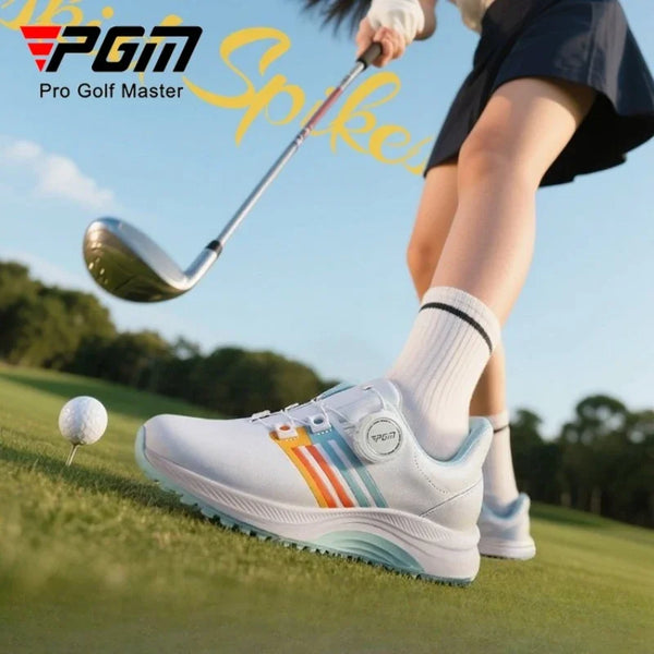 PGM Children's Golf Shoes for Teenagers Waterproof Anti Slip Wear-resistant Girls' Knob Shoelaces Boys' Sports Sneakers XZ427