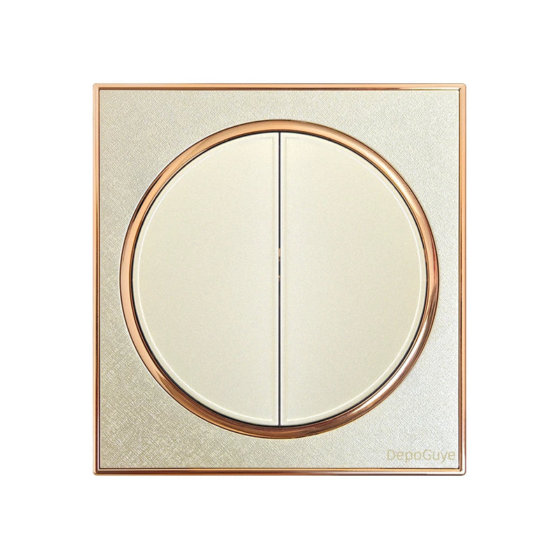 Depoguye New round gold wall speed switch panel, EU UK 16A rocker lamp switch, 220V luxury key light switch push button1gang2way