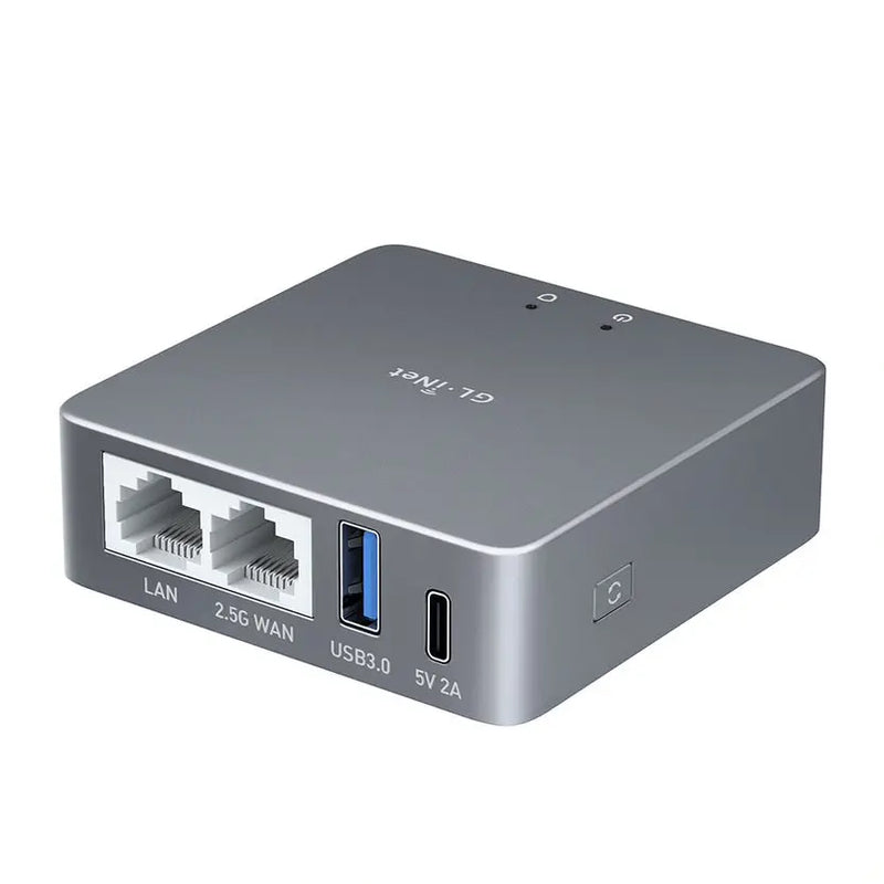 GL-iNET (Brume 2) GL-MT2500/MT2500A ច្រកទ្វារសុវត្ថិភាព VPN ខ្នាតតូចសម្រាប់ការិយាល័យនៅផ្ទះ និងការងារពីចម្ងាយ សុវត្ថិភាពអ៊ីនធឺណិត WAN 2.5G
