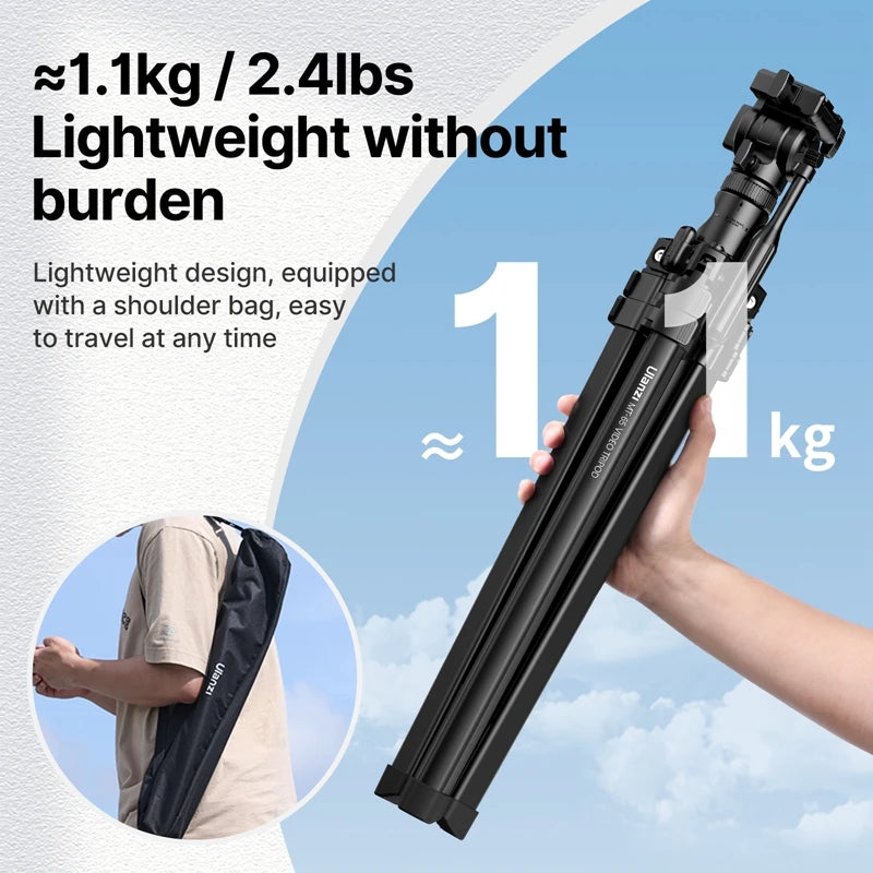 ជើងកាមេរ៉ា Ulanzi MT-65 ជើងកាមេរ៉ាផ្ដេក 1.76 ម៉ែត្រ ជាមួយឧបករណ៍បញ្ជាពីចម្ងាយ 30 ម៉ែត្រ ជើងកាមេរ៉ា DSLR សម្រាប់ថតវីដេអូតាមទូរស័ព្ទ សម្រាប់ការថតផ្សាយផ្ទាល់