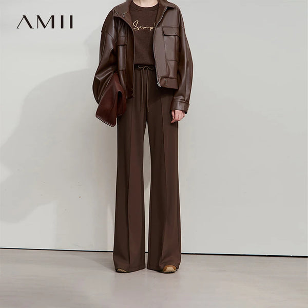ខោ Amii Minimalist Flared រដូវស្លឹកឈើជ្រុះឆ្នាំ ២០២៦ រចនាប័ទ្មមហាវិទ្យាល័យថ្មី ខោរលុងធម្មតាសម្រាប់ស្ត្រី ខោប៉ាក់ស្ត្រី 12523064