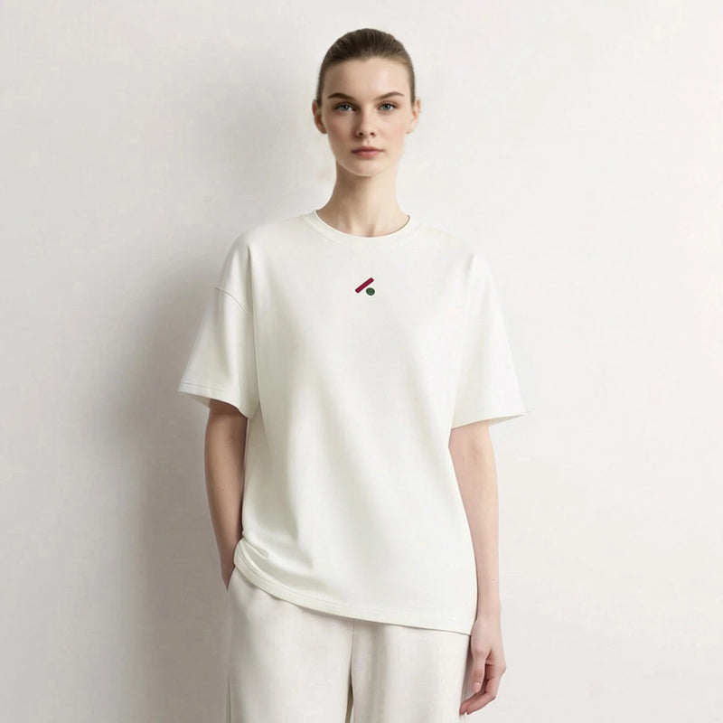 Amii Woman T-Shirts O Neck Drop Shoulder Geometric Embroidery Autumn Loose Tee Tops Casual Comfortable Woman Clothing 12623030