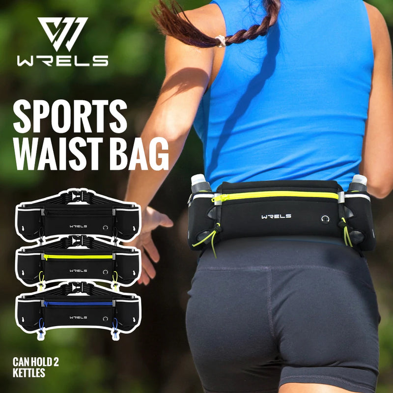 WRELS Outdoor Sports Running Waterproof Utralthin Waist Bag Runner Belt Hydration Running Belt with Water Bottle Running Pack