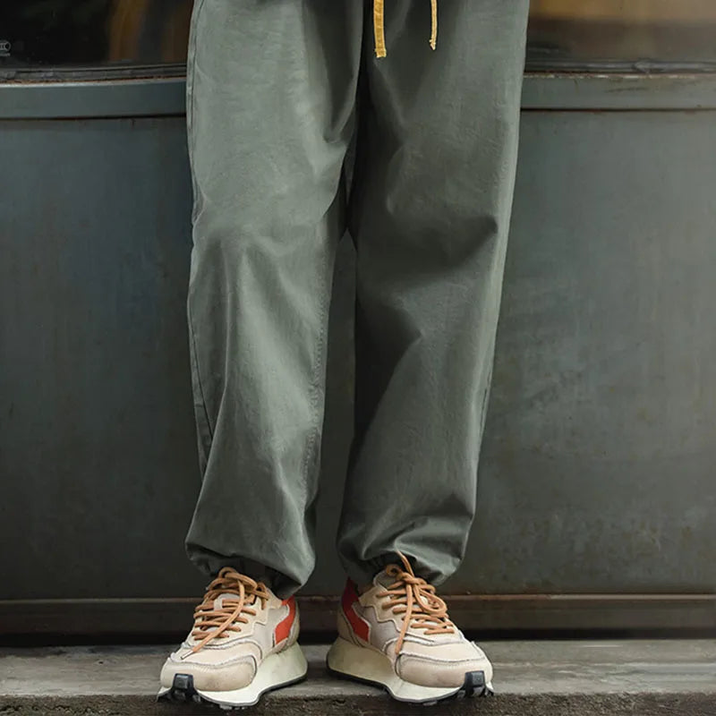 ខោ Maden Vintage Khaki Easy សម្រាប់បុរស ចង្កេះយឺត ខោត្រង់ ខោជិះស្គីតប៊ដ ខោ Jogger ខោចងកជើង