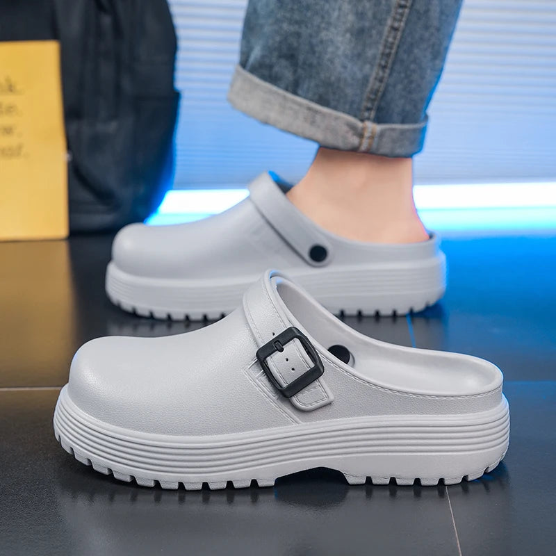 Men's Mule EVA casual slippers summer soft-sole non-slip lightweight outdoor walking beach shoe fashion dual-use sports slippers