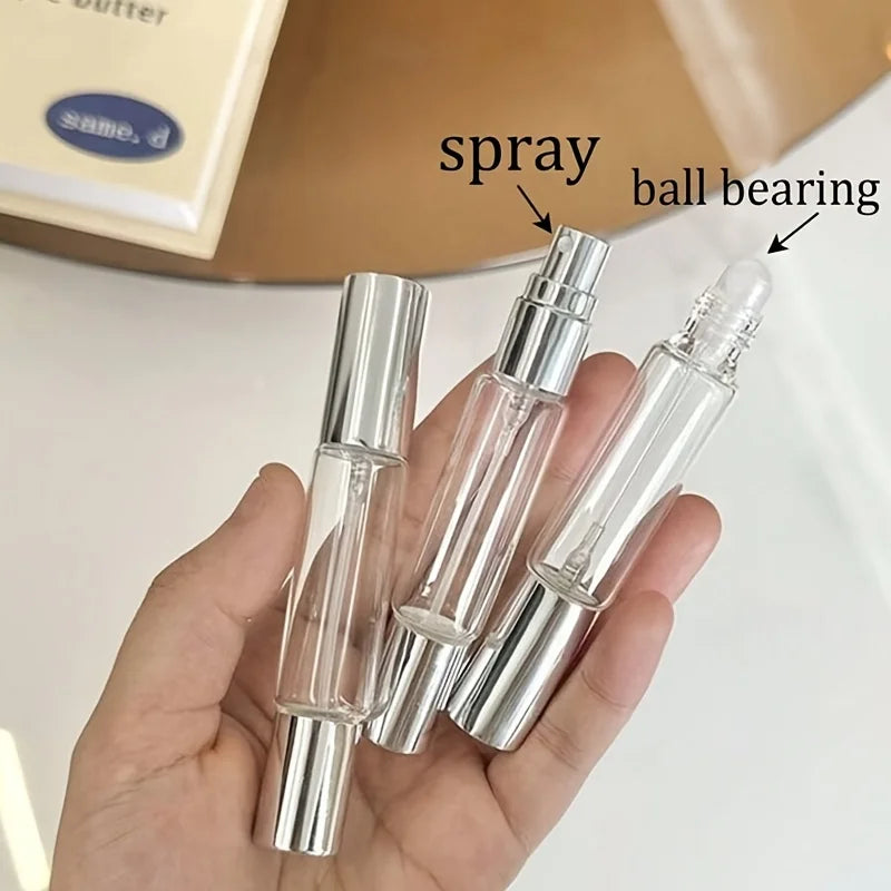 2pcs 0.34oz-Use Perfume Spray Bottles with Rollers - Transparent Glass, | Portable Fragrance Dispenser | Refillable Spray Bottle