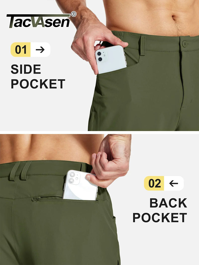 TACVASEN Mens Tactical Waterproof Work Fishing Straight Pants Lightweight Quick Dry Hiking Trousers Stretchy With Side Pockets