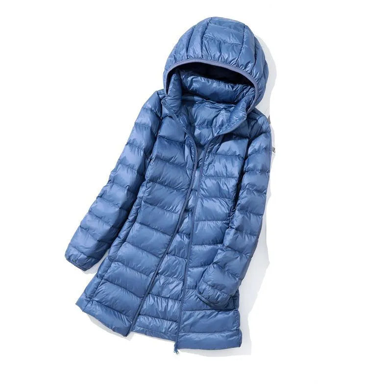 2026 New Waterproof Overcoat Women's Removable Cap Long-sleeved Parkas Winter Warm Jacket Female Red Blue Light/Thin Coats