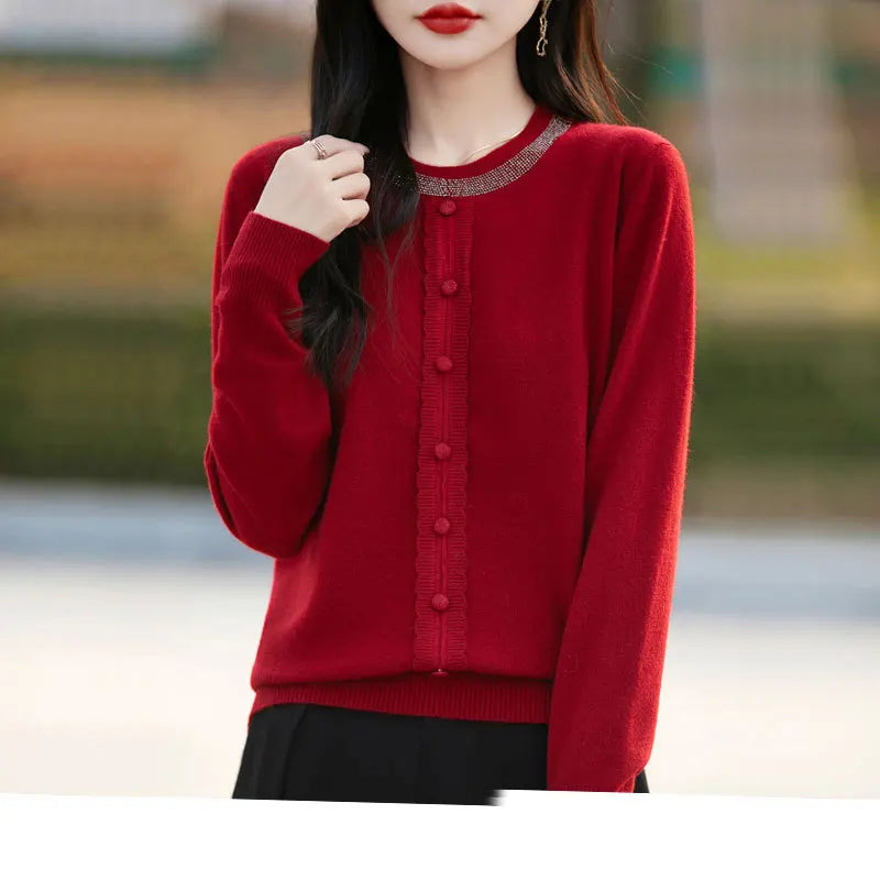 Spring Autumn New Fashion Wool Sweater Crew Neck Long Sleeve Pullover Sweater Women's Clothing Korean Pop Top Female Jumper
