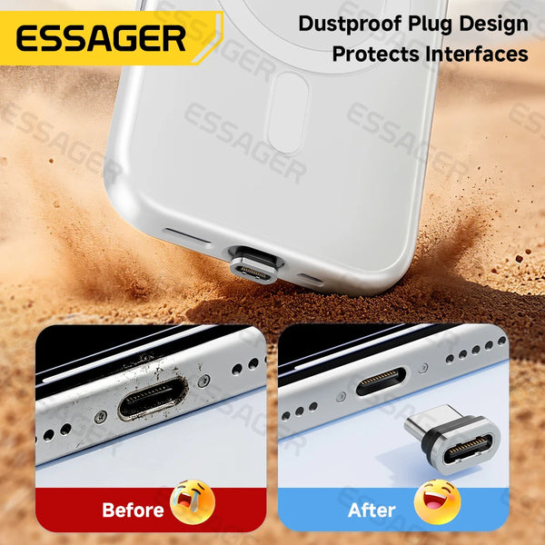 ខ្សែសាកម៉ាញេទិក Essager 240W E Marker USB C ទៅ Type C ខ្សែ PD3.1 សាកថ្មលឿនសម្រាប់ iPhone 17 16 Samsung S25 iPad កុំព្យូទ័រយួរដៃ