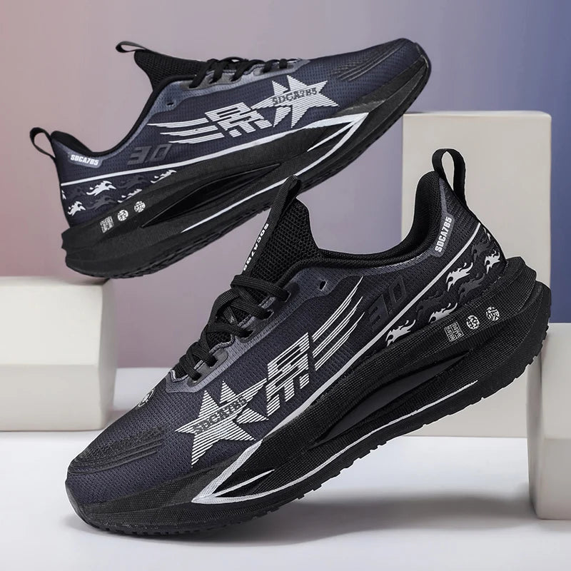 Mens Running Shoes 2025 New Mesh Breathable Daily Sports Trendy Lightweight Tennis Shoes Flat Comfortable Sneakers for Men