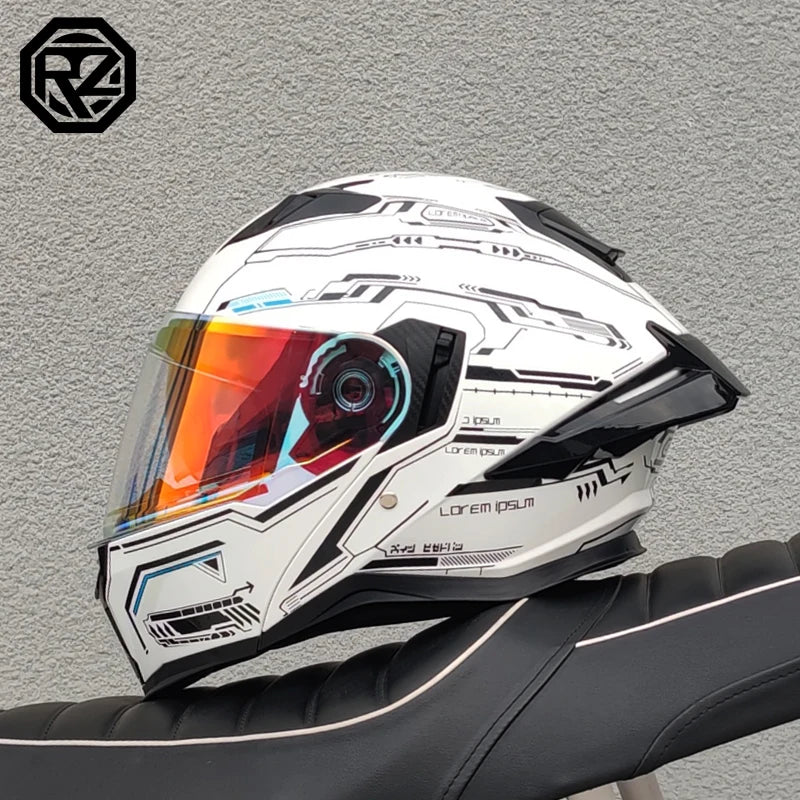 ORZ male and female adult full face motorcycle helmet modular flip helmet dual lens DOT approved racing off-road helmet