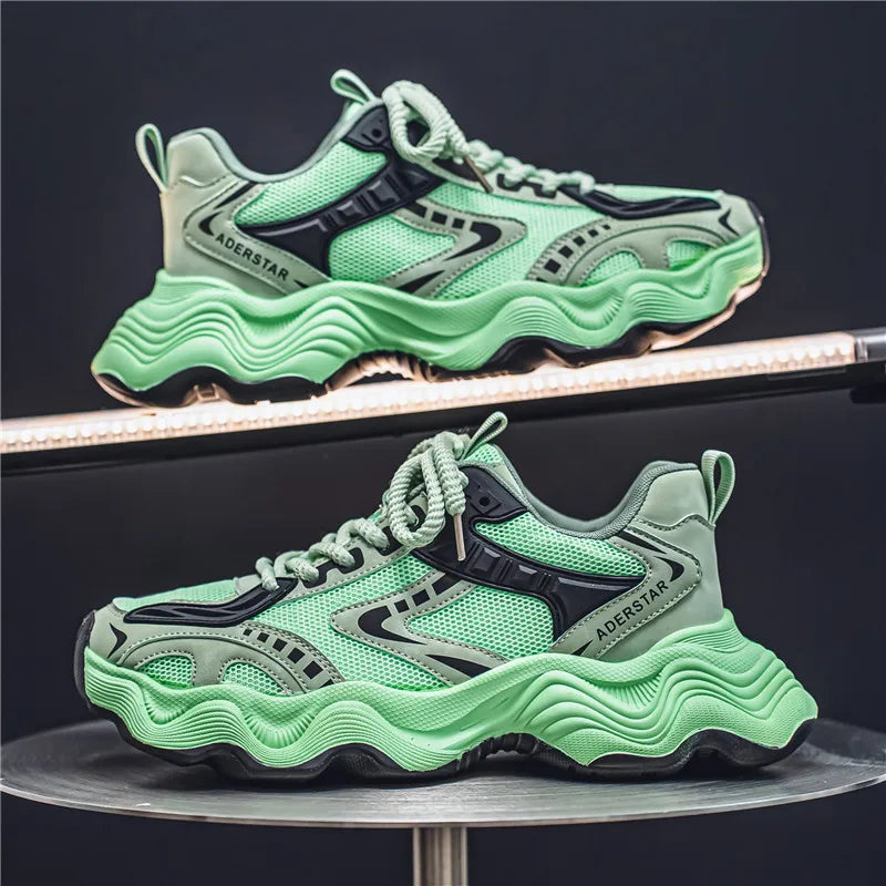 Chunky sneakers four seasons breathable lightweight racing running soft sole comfort non slip fashion student speed sports shoes