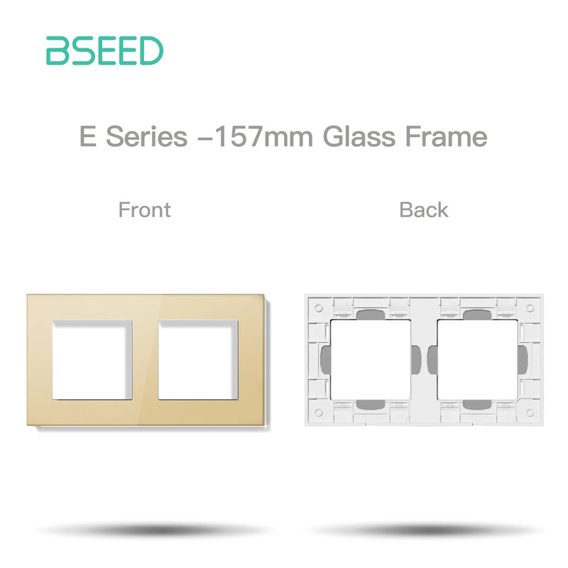 BSEED 1/2Gang Button Light Switch Function Part Glass Frame Only Light Switch Wall Power Scoket DIY Parts Free Combination 86mm
