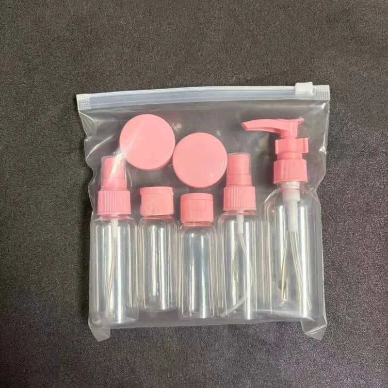 7-piece/set travel distribution bottle cosmetic storage set, portable, is a must-have item for work travel.Tourism bottling set
