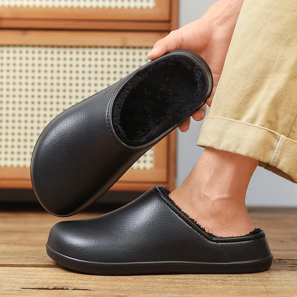 Men Women cotton slippers winter warm Plus velvet EVA slippers  waterproof non-slip Hotel chef work shoes walking cotton shoes