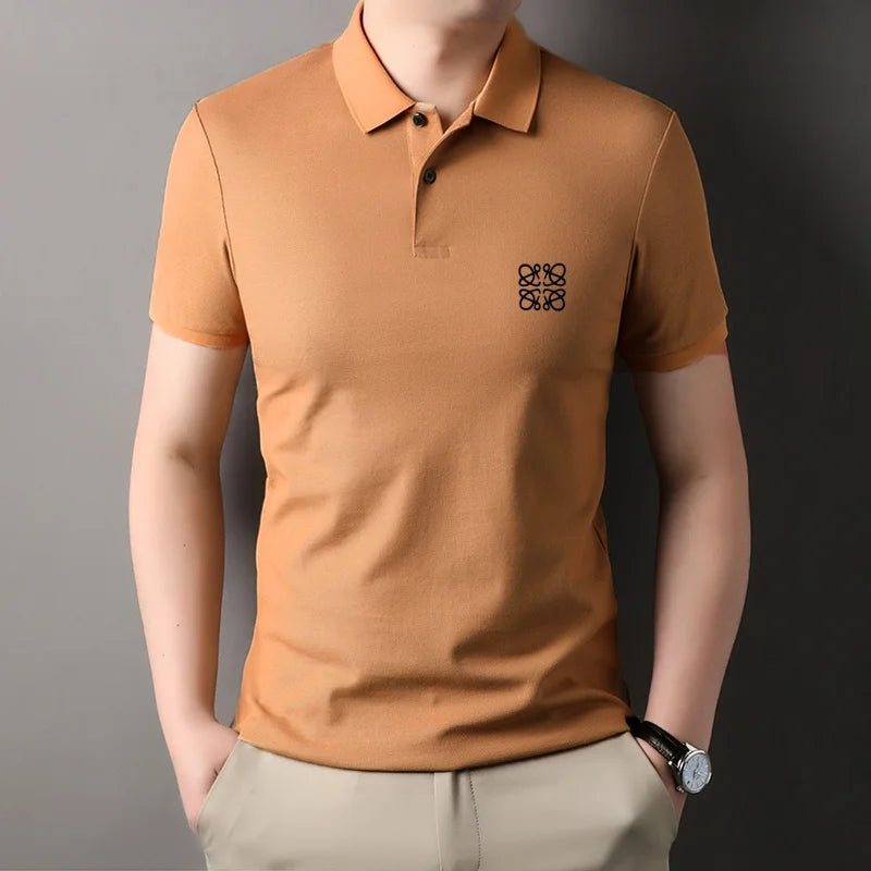 Men's Summer Luxury Brand Cotton 100% Polo Shirt Lapel Printing Short Sleeves T-Shirt Business Leisure Ventilate Men's Clothing
