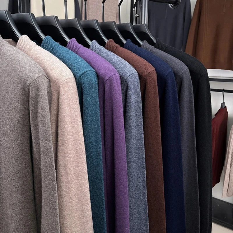 350g 100% Merino Wool Sweater, Anti-Pilling, 9 Colors Men's Round Neck Pullover Sweater - Versatile Base Layer or Outerwear