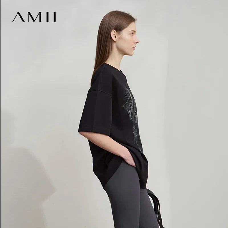 អាវយឺត Amii Minimalist សម្រាប់នារី 2025 រដូវស្លឹកឈើជ្រុះថ្មី ដៃអាវស្មារលុង បោះពុម្ពយឺត 12511088