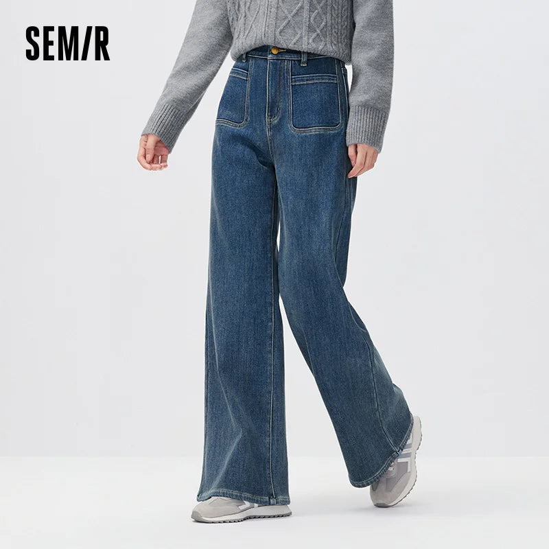 ខោខូវប៊យ Semir សម្រាប់នារី ស្លៀកប្រចាំថ្ងៃ ជើងរីក រចនាបថបុរាណ ឆ្នាំ២០២៦ រដូវរងាថ្មី ស្ទីលធម្មតាសម្រាប់ទីក្រុង