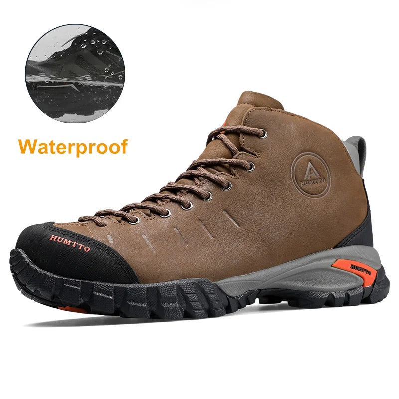HUMTTO Waterproof Boots for Men Luxury Designer Outdoor Hiking Shoes Climbing Trekking Sneakers Leather Safety Mens Ankle Boots