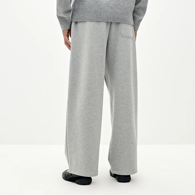 Semir Men Pants Thermal Warmth Fleece Lined Knit Texture Loose Fit Straight Leg 2026 Winter Urban Casual Style Comfort Fit