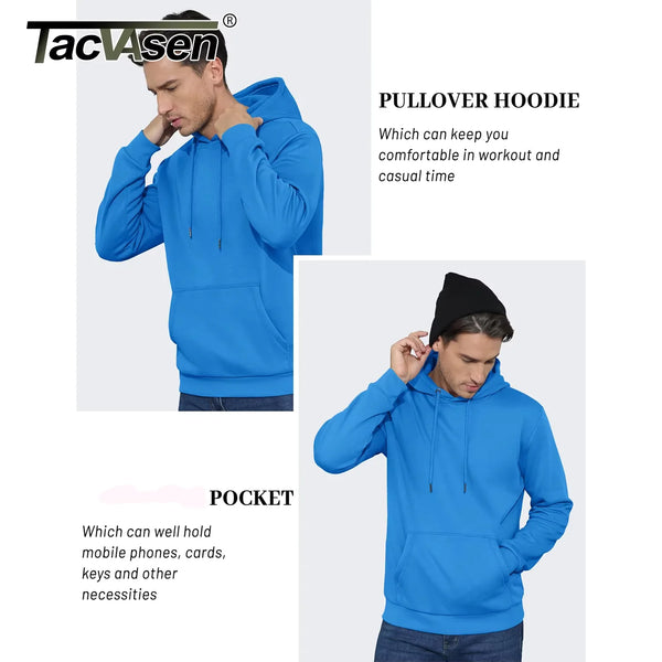 TACVASEN Autumn Winter Fleece Hoodies Mens Thermal Warm Hooded Sweatshirts Pockets Casual Hoodies Pullover Tops Male