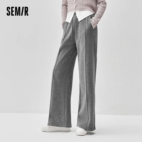 ខោ Semir សម្រាប់នារី ជើងធំ ចង្កេះយឺត មានក្រណាត់រុំ រលុង ធម្មតា រដូវរងា ខោវែងពេញ ស្ទីលប្រចាំថ្ងៃ 2026
