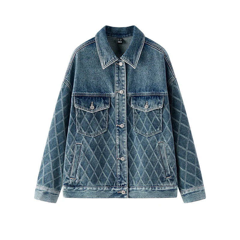 Semir Denim Jacket Distressed Loose DropShoulder Women Spring Casual Fashion Comfort StreetStyle Trend Cozy New 2026