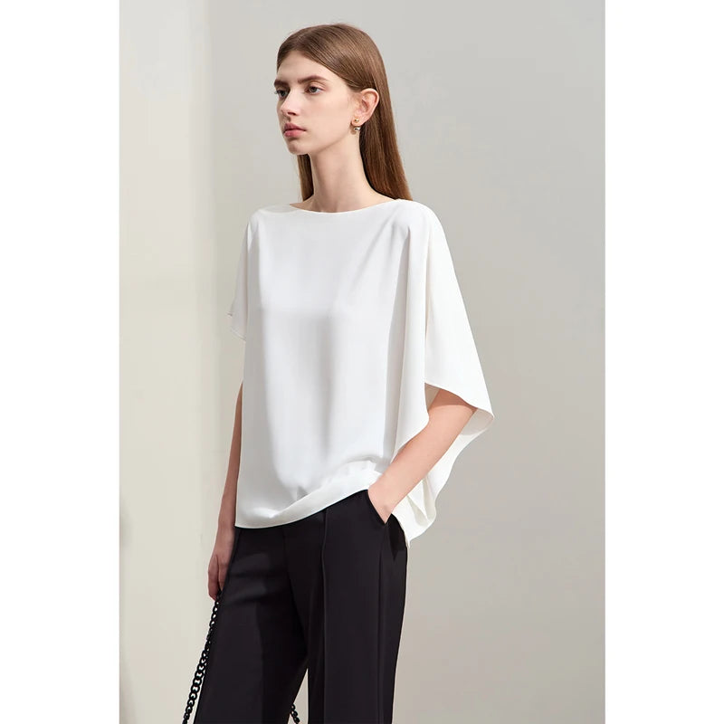 អាវស្រី Amii Minimalism រដូវក្តៅឆ្នាំ ២០២៤ ថ្មីសាមញ្ញត្បាញរឹងរលុងអាវក O-Neck ធម្មតាសម្រាប់ស្ត្រី 12422142