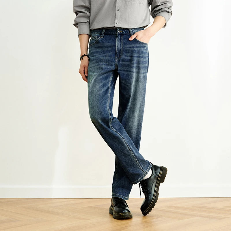 Semir Men Jeans Stretch 2026 Vintage Washed Straight Urban Casual Everyday Style Soft Comfortable Daily Wear Trendy Versatile