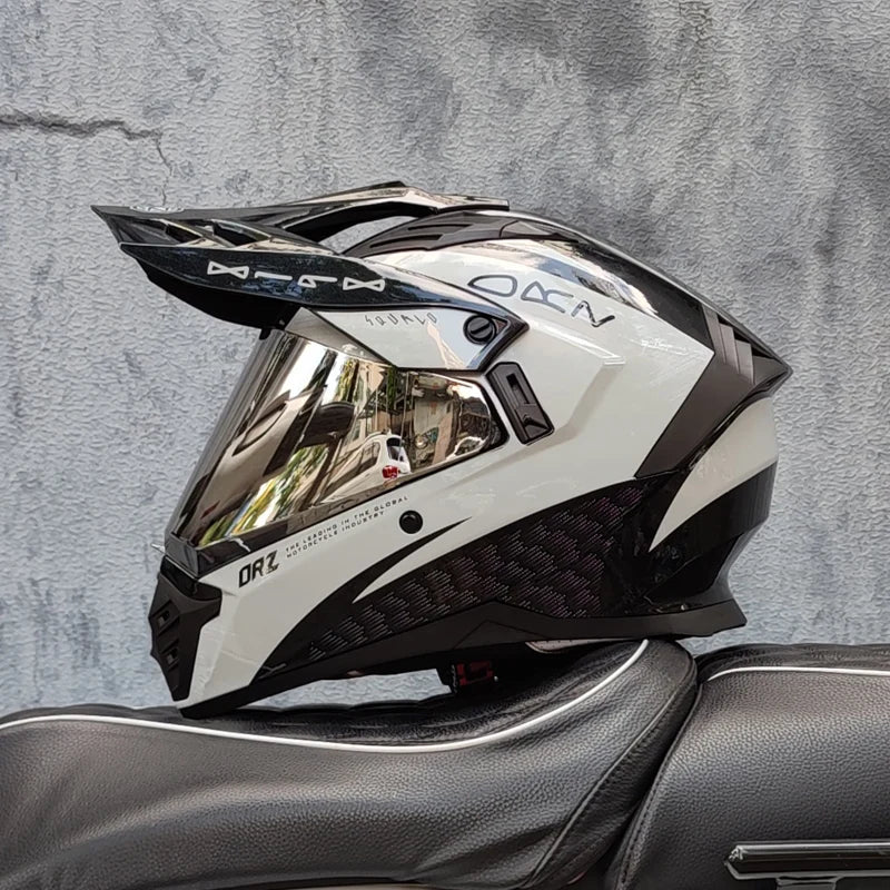 ORZ off-road ATV motorcycle helmet certified with brown lens, full face CASCO off-road motorcycle anti glare
