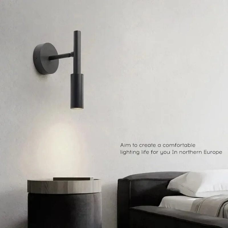 Modern Black Whtie Bedroom Spot Wall Lamps Metal Body Hotel Room Reading Lights Wall Sconce LED Rotatable Decoration Corridor