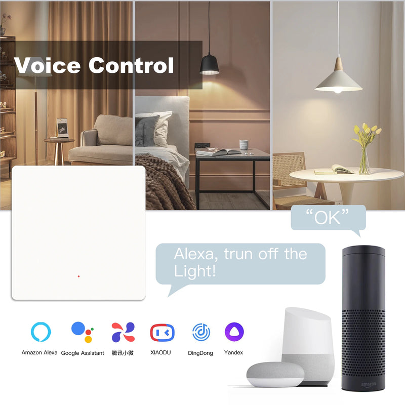 BSEED Zigbee Button Switch 1/2/3Gang 2Way Wall Light Switch Automatic Rebound Smart Curtain Shutter Switch Neutral Required