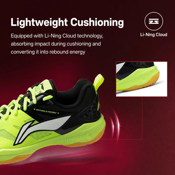 ស្បែកជើងហ្វឹកហាត់វាយសី Li-Ning Unisex GLADIATOR Ⅱ ស្បែកជើងប៉ាតា Cushion Rebound LiNing សម្រាប់បុរស និងស្ត្រី AYTV017