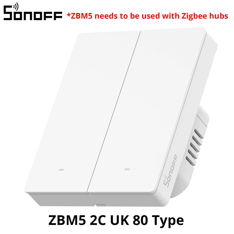 SONOFF ZBM5 Zigbee Smart Wall Switch UK/EU Type Detach Relay Mode Applicable to Both  No Neutral & With Neutral Wire 1 /2/3 Gang