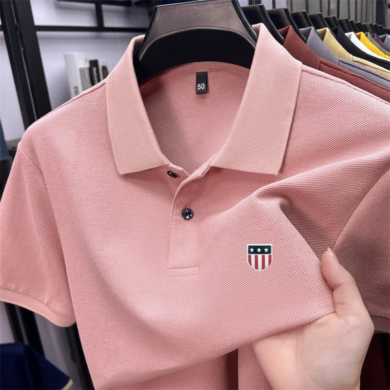 High-End Luxury Man T-Shirt Polo Shirt Lapel Button Pattern Printing Various Colors British Style Summer Leisure Golf Men's Wear