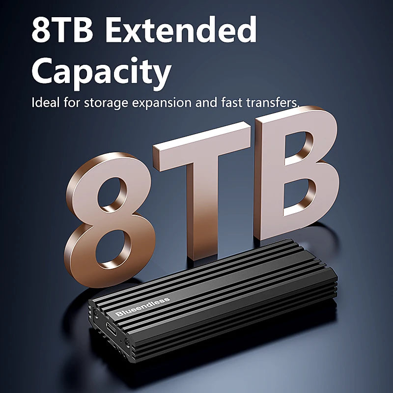 BLUEENDLESS 20Gbps M.2 PCIE NVME Enclosure USB 3.2 ជំនាន់ 2x2 ប្រភេទ-C ទៅ M2 SSD Adapter គាំទ្រ 8TB សម្រាប់ 2230 2242 2260 2280 SSD