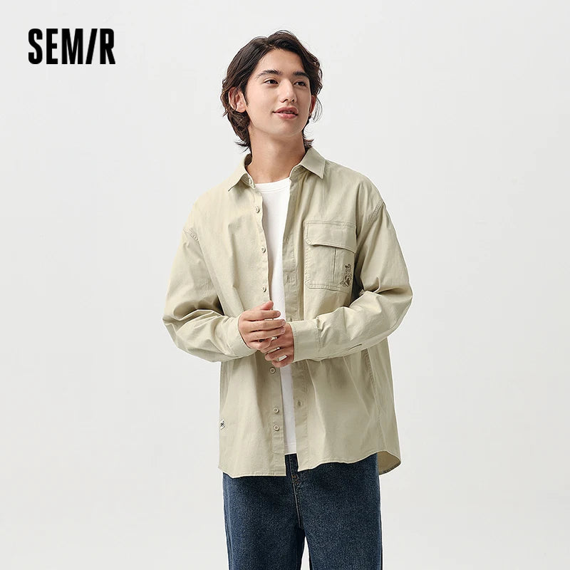 Semir Casual Shirts For Man Outdoor Style Loose Trendy Printed Turn-Down Collar Men Long Sleeve Tops 2026 Spring