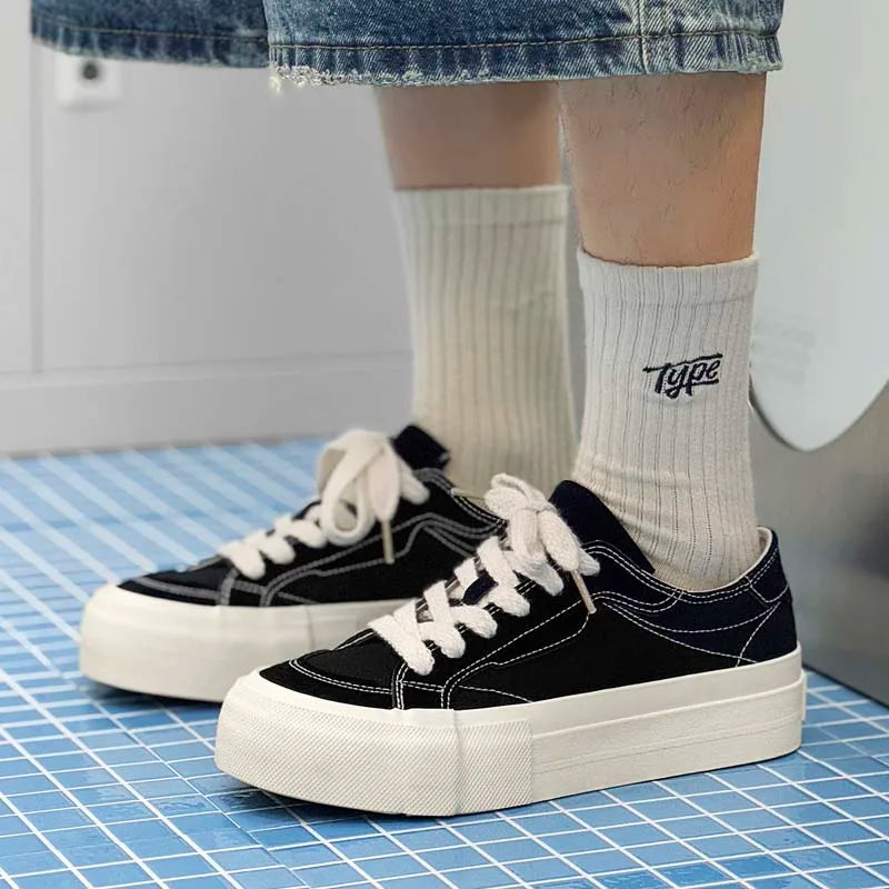 Men's thick-sole casual canvas shoes four seasons new breathable light soft-sole anti-slip comfort outdoor walking board shoes