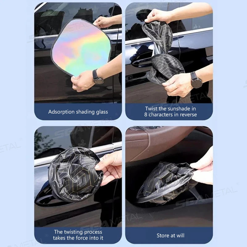 SEAMETAL Car Electrostatic Side Sun Shade Curtains Foldable Side Window Sunshade Thicken Anti Glare UV-Reflective Sun Protector