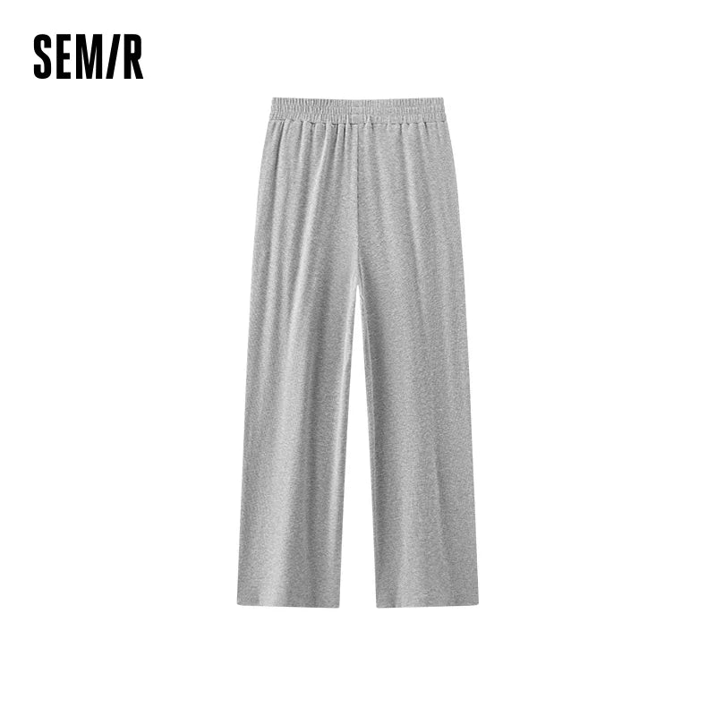 Semir Women Loungewear Pants Rib Texture Loose Straight Elastic Waist Home Casual Outside Wear Autumn Bottoms 2026