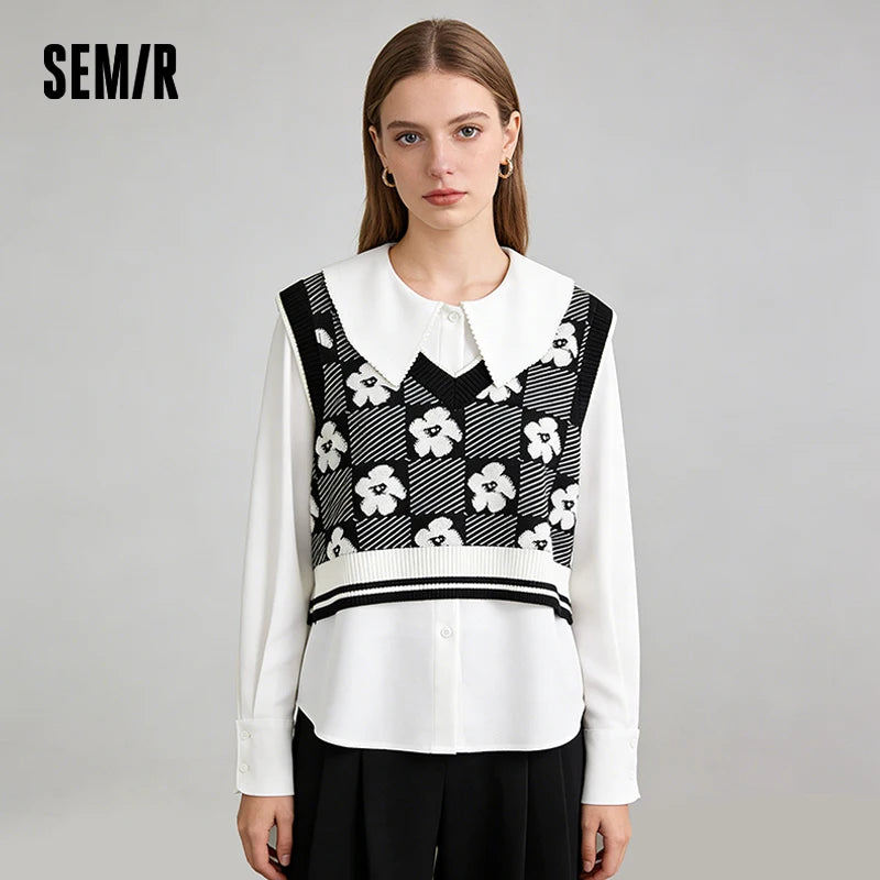 Semir Chic Shirt Big Lapel Chiffon Camisole Cute Loose Elegant Women Two Piece Set Top 2026 Spring