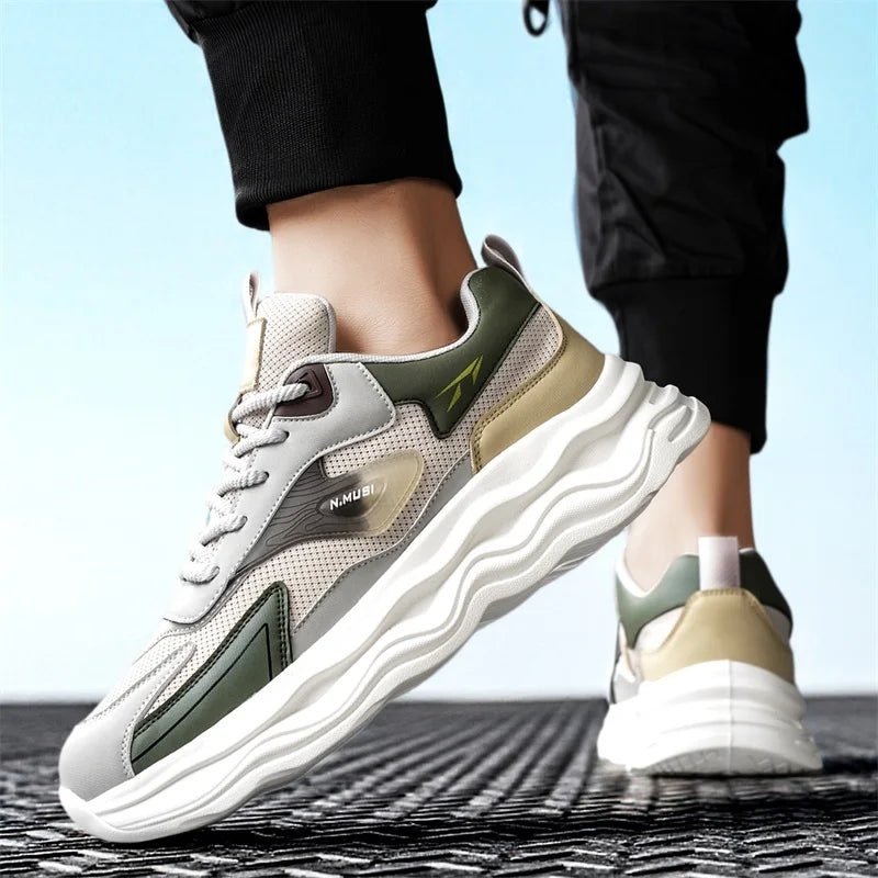 Men's lightweight casual sneakers New spring summer Thick-sole outdoor racing running shoes student breathable speed sports shoe