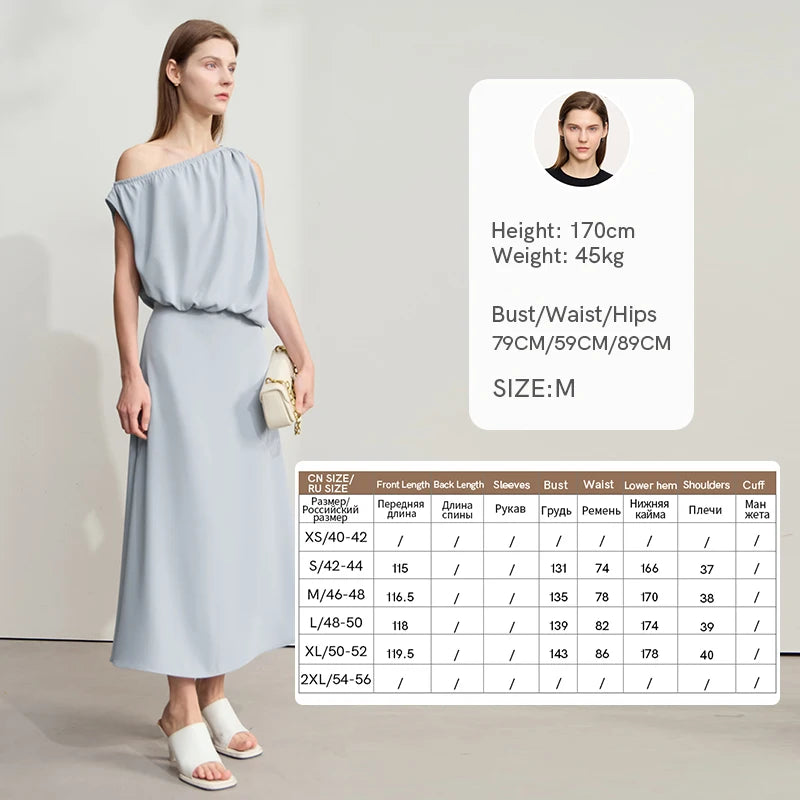 AMII Minimalism Women Long Dress 2026 Asymmetric Off Shoulder Sexy Luxury Designer Chiffon Black Dress Female Clothing 12542078