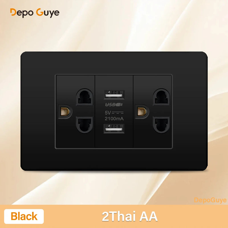 Italy Chile Mexico Outlet with USB Smart Type-c 20W Fast Charging Wall plug,Brazil Electric Light Switch Dual usb Power Socket