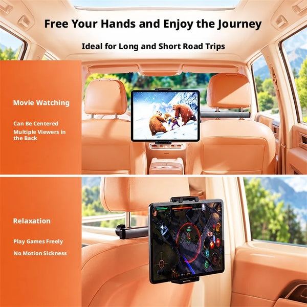 SEAMETAL Universal 4.7-12.9 Inch Car Tablet Holder Foldable Headrest Tablet Mount Phone Stand for Iphone Ipad Xiaomi Samsung