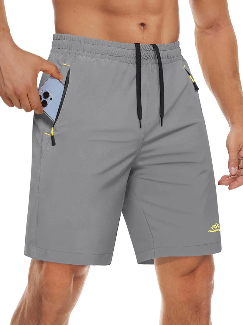 TACVASEN Quick Dry Athletic Shorts with Zipper Pockets Men's Summer Running Shorts Gym Training Workout Fitness Hiking Shorts